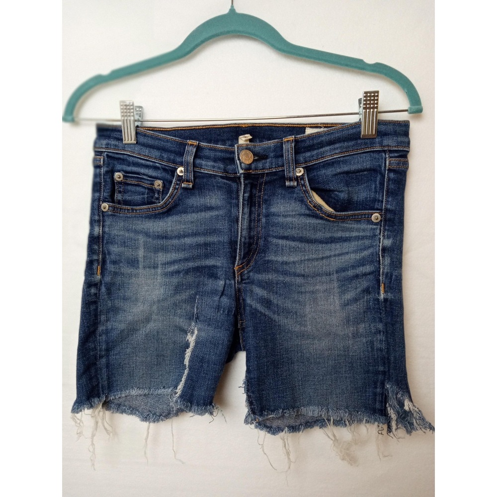 Rag & Bone Jean Shorts Womens 27 Blue Chester Skinny Distressed Frayed Hem Denim